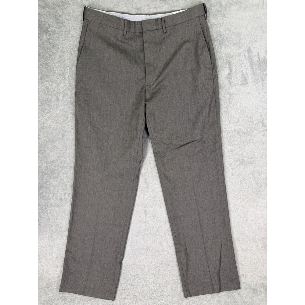 JM Haggar Pants Mens 36x32 Gray Classic Fit Straight Flat‎ Front Slash Pockets